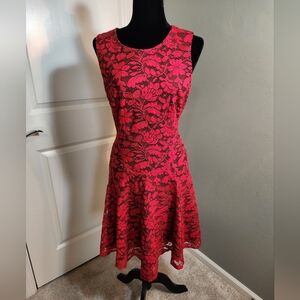 Tommy Hilfiger womens A-line, red lace Party dress, size 12